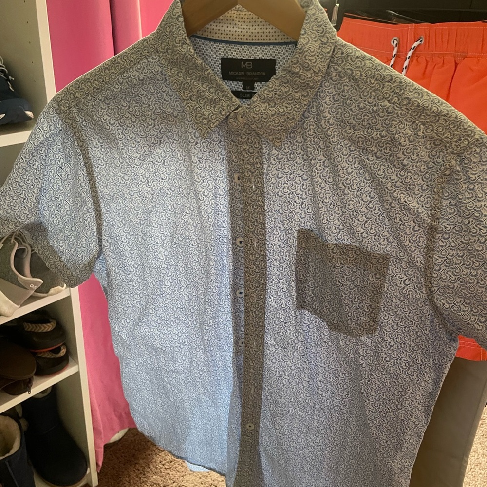 Mens button up short sleeve shirt